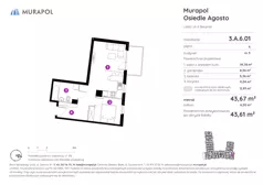 1 pokój, mieszkanie 43,61 m², piętro 6, oferta nr 3.A.6.01, Murapol Agosto, Łódź, Polesie, Stare Polesie, ul. 6 Sierpnia