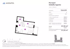 1 pokój, mieszkanie 37,53 m², piętro 6, oferta nr 3.A.6.14, Murapol Agosto, Łódź, Polesie, Stare Polesie, ul. 6 Sierpnia