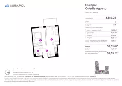1 pokój, mieszkanie 38,35 m², piętro 6, oferta nr 3.B.6.02, Murapol Agosto, Łódź, Polesie, Stare Polesie, ul. 6 Sierpnia