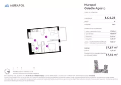 1 pokój, mieszkanie 37,56 m², piętro 6, oferta nr 3.C.6.03, Murapol Agosto, Łódź, Polesie, Stare Polesie, ul. 6 Sierpnia