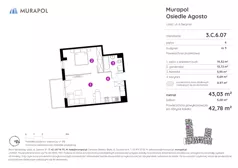 1 pokój, mieszkanie 42,78 m², piętro 6, oferta nr 3.C.6.07, Murapol Agosto, Łódź, Polesie, Stare Polesie, ul. 6 Sierpnia