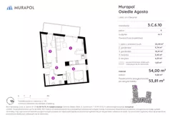 1 pokój, mieszkanie 53,81 m², piętro 6, oferta nr 3.C.6.10, Murapol Agosto, Łódź, Polesie, Stare Polesie, ul. 6 Sierpnia