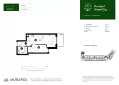 1 pokój, mieszkanie 34,95 m², piętro 2, oferta nr 1.A.2.10, Murapol GreenCity, Kraków, Bieżanów-Prokocim, Osiedle Złocień, ul. Agatowa