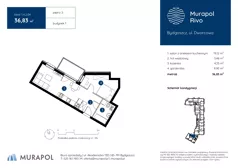1 pokój, mieszkanie 36,83 m², piętro 2, oferta nr 1.A.2.04, Murapol Rivo, Bydgoszcz, Śródmieście, ul. Dworcowa