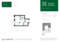 1 pokój, mieszkanie 27,48 m², piętro 3, oferta nr 1.B.3.14, Murapol Gardenia, Łódź, Górna, Górniak, ul. Grabowa