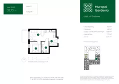 1 pokój, mieszkanie 32,73 m², piętro 5, oferta nr 1.B.5.01, Murapol Gardenia, Łódź, Górna, Górniak, ul. Grabowa