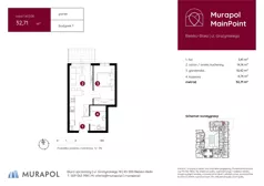 1 pokój, mieszkanie 31,83 m², piętro 4, oferta nr 1.A.4.08, Murapol MainPoint, Bielsko-Biała, Śródmieście, ul. Grażyńskiego