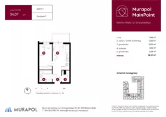 1 pokój, mieszkanie 34,07 m², piętro 1, oferta nr 1.C.1.01, Murapol MainPoint, Bielsko-Biała, Śródmieście, ul. Grażyńskiego
