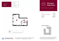 1 pokój, mieszkanie 28,45 m², piętro 1, oferta nr 1.D.1.02, Murapol MainPoint, Bielsko-Biała, Śródmieście, ul. Grażyńskiego