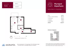 1 pokój, mieszkanie 42,42 m², piętro 2, oferta nr 1.B.2.12, Murapol MainPoint, Bielsko-Biała, Śródmieście, ul. Grażyńskiego