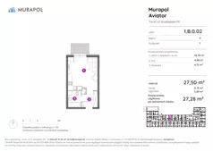 1 pokój, apartament inwestycyjny 26,70 m², piętro 1, oferta nr 1.B.1.05, Murapol Aviator, Toruń, Koniuchy, ul. Grudziądzka