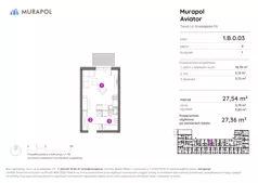 1 pokój, apartament inwestycyjny 26,70 m², piętro 1, oferta nr 1.B.1.05, Murapol Aviator, Toruń, Koniuchy, ul. Grudziądzka