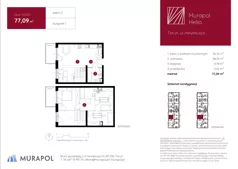 1 pokój, mieszkanie 77,09 m², piętro 2, oferta nr 1.A.2.07, Murapol Helio, Toruń, Wrzosy, JAR, ul. Heweliusza