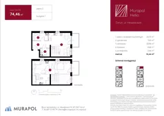 1 pokój, mieszkanie 74,46 m², piętro 2, oferta nr 1.A.2.14, Murapol Helio, Toruń, Wrzosy, JAR, ul. Heweliusza