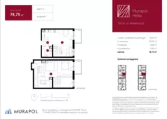 1 pokój, mieszkanie 78,73 m², piętro 2, oferta nr 1.A.2.17, Murapol Helio - Etap II, Toruń, Wrzosy, JAR, ul. Heweliusza