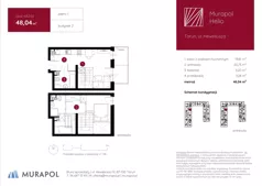 1 pokój, mieszkanie 48,04 m², piętro 2, oferta nr 4.B.2.02, Murapol Helio, Toruń, Wrzosy, JAR, ul. Heweliusza