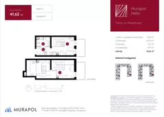 1 pokój, mieszkanie 41,62 m², piętro 2, oferta nr 4.D.2.08, Murapol Helio, Toruń, Wrzosy, JAR, ul. Heweliusza