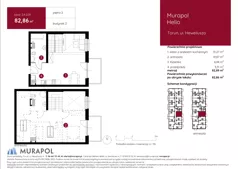 1 pokój, mieszkanie 82,86 m², piętro 2, oferta nr 2.A.2.01, Murapol Helio, Toruń, Wrzosy, JAR, ul. Heweliusza