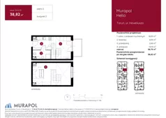 1 pokój, mieszkanie 38,82 m², piętro 2, oferta nr 2.A.2.15, Murapol Helio, Toruń, Wrzosy, JAR, ul. Heweliusza