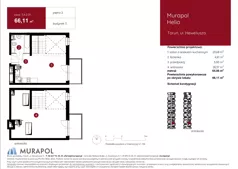 1 pokój, mieszkanie 66,11 m², piętro 2, oferta nr 3.A.2.01, Murapol Helio, Toruń, Wrzosy, JAR, ul. Heweliusza