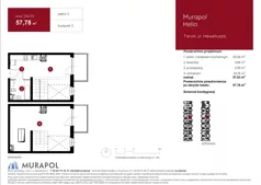 1 pokój, mieszkanie 57,78 m², piętro 2, oferta nr 3.B.2.02, Murapol Helio, Toruń, Wrzosy, JAR, ul. Heweliusza