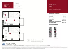1 pokój, mieszkanie 62,51 m², piętro 2, oferta nr 3.B.2.03, Murapol Helio, Toruń, Wrzosy, JAR, ul. Heweliusza