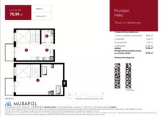 1 pokój, mieszkanie 70,90 m², piętro 2, oferta nr 3.B.2.06, Murapol Helio, Toruń, Wrzosy, JAR, ul. Heweliusza
