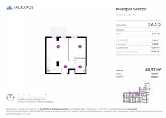 1 pokój, mieszkanie 40,37 m², piętro 1, oferta nr 2.A.1.15, Murapol Scarpa, Gdańsk, Siedlce, ul. Kartuska
