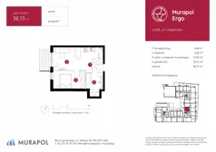 1 pokój, mieszkanie 38,73 m², parter, oferta nr 1.B.0.01, Murapol Ergo, Łódź, Polesie, Stare Polesie, ul. Legionów