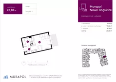 1 pokój, mieszkanie 26,07 m², piętro 1, oferta nr 1.A.1.04, Murapol Nowe Bogucice, Katowice, Bogucice, ul. Ludwika