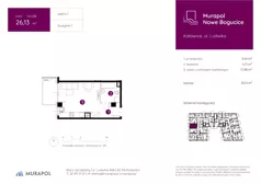 1 pokój, mieszkanie 26,13 m², piętro 1, oferta nr 1.A.1.05, Murapol Nowe Bogucice, Katowice, Bogucice, ul. Ludwika