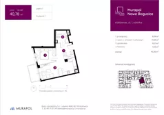 1 pokój, mieszkanie 40,78 m², piętro 1, oferta nr 1.B.1.07, Murapol Nowe Bogucice, Katowice, Bogucice, ul. Ludwika
