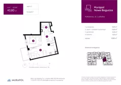 1 pokój, mieszkanie 40,80 m², piętro 2, oferta nr 1.B.2.07, Murapol Nowe Bogucice, Katowice, Bogucice, ul. Ludwika