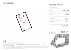 1 pokój, apartament inwestycyjny 27,19 m², piętro 1, oferta nr 1.B.1.07, Murapol Portovo, Gdańsk, Śródmieście, ul. Mostek