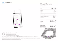 1 pokój, apartament inwestycyjny 26,33 m², piętro 2, oferta nr 1.C.2.03, Murapol Portovo, Gdańsk, Śródmieście, ul. Mostek
