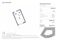 1 pokój, apartament inwestycyjny 26,72 m², piętro 4, oferta nr 1.B.4.10, Murapol Portovo, Gdańsk, Śródmieście, ul. Mostek