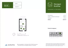 1 pokój, mieszkanie 25,53 m², piętro 2, oferta nr 3.A.2.03, Murapol EcoOne, Warszawa, Białołęka, Brzeziny, ul. Ostródzka