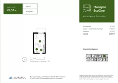 1 pokój, mieszkanie 25,53 m², piętro 2, oferta nr 3.A.2.03, Murapol EcoOne, Warszawa, Białołęka, Brzeziny, ul. Ostródzka