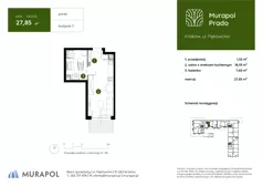 1 pokój, mieszkanie 27,85 m², parter, oferta nr 3.A.0.03, Murapol Prado - Etap II, Kraków, Prądnik Biały, ul. Piaszczysta
