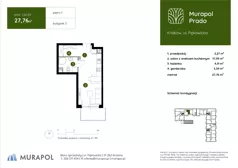 1 pokój, mieszkanie 27,76 m², piętro 1, oferta nr 3.A.1.03, Murapol Prado - Etap II, Kraków, Prądnik Biały, ul. Piaszczysta