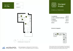 1 pokój, mieszkanie 27,76 m², piętro 3, oferta nr 3.A.3.03, Murapol Prado - Etap II, Kraków, Prądnik Biały, ul. Piaszczysta