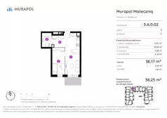 1 pokój, mieszkanie 38,25 m², parter, oferta nr 3.A.0.02, Murapol Mateczniq, Kraków, Podgórze, Mateczny, ul. Rydlówka