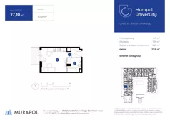 1 pokój, mieszkanie 26,02 m², piętro 1, oferta nr 1.C.1.16, Murapol UniverCity, Łódź, Śródmieście, ul. Stefanowskiego