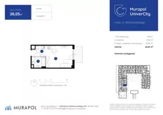 1 pokój, mieszkanie 28,22 m², piętro 1, oferta nr 1.A.1.03, Murapol UniverCity, Łódź, Śródmieście, ul. Stefanowskiego