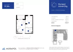 1 pokój, mieszkanie 37,20 m², parter, oferta nr 1.B.0.08, Murapol UniverCity, Łódź, Śródmieście, ul. Stefanowskiego