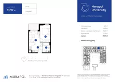 1 pokój, mieszkanie 31,97 m², parter, oferta nr 1.C.0.05, Murapol UniverCity, Łódź, Śródmieście, ul. Stefanowskiego