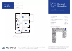 1 pokój, mieszkanie 46,57 m², piętro 1, oferta nr 1.C.1.08, Murapol UniverCity, Łódź, Śródmieście, ul. Stefanowskiego