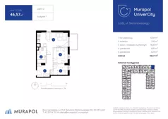 1 pokój, mieszkanie 46,57 m², piętro 2, oferta nr 1.C.2.08, Murapol UniverCity, Łódź, Śródmieście, ul. Stefanowskiego