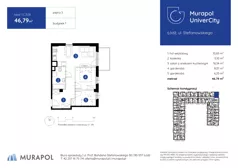 1 pokój, mieszkanie 46,79 m², piętro 3, oferta nr 1.C.3.08, Murapol UniverCity, Łódź, Śródmieście, ul. Stefanowskiego