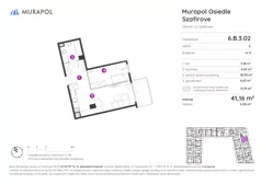 1 pokój, mieszkanie 41,16 m², piętro 3, oferta nr 6.B.3.02, Murapol Osiedle Szafirove, Gliwice, Stare Gliwice, ul. Szafirowa